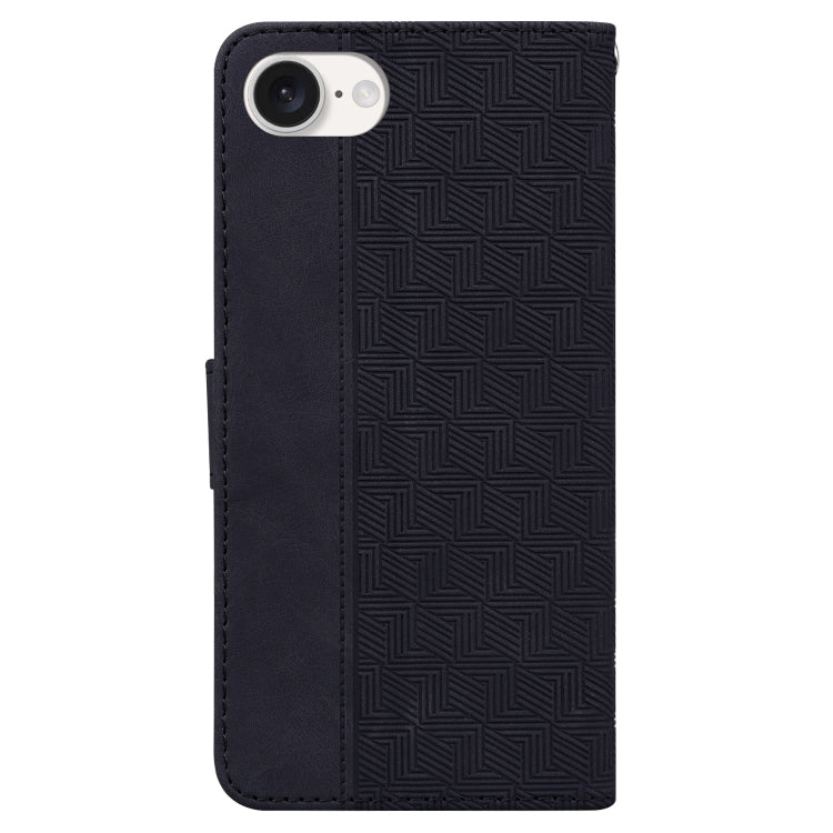 For iPhone 16e Geometric Embossed Leather Phone Case(Black) by buy2fix