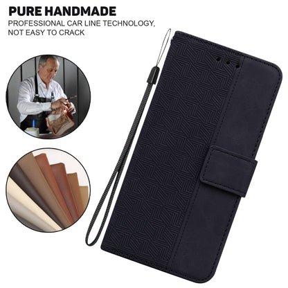 For iPhone 16e Geometric Embossed Leather Phone Case(Black) by buy2fix