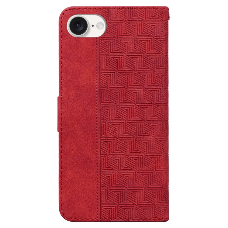 For iPhone 16e Geometric Embossed Leather Phone Case(Red) by buy2fix