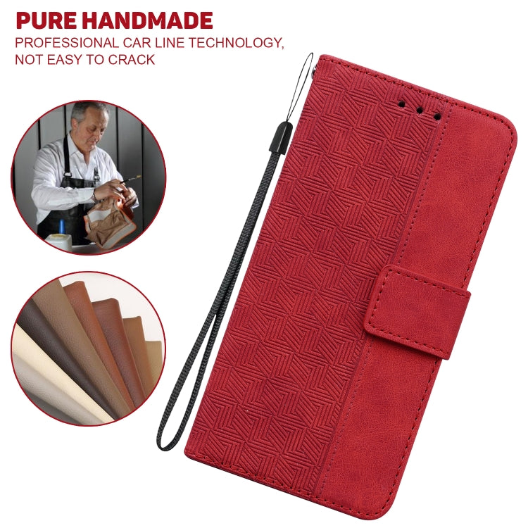 For iPhone 16e Geometric Embossed Leather Phone Case(Red) by buy2fix