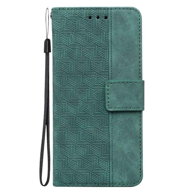 For iPhone 16 Plus Geometric Embossed Leather Phone Case(Green) by buy2fix