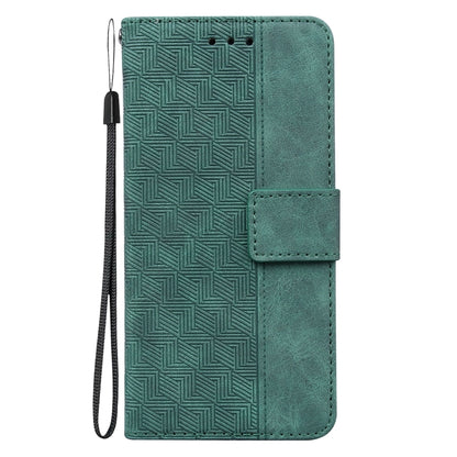 For iPhone 16 Plus Geometric Embossed Leather Phone Case(Green) by buy2fix