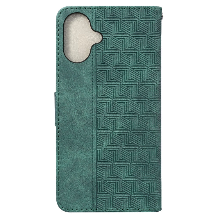 For iPhone 16 Plus Geometric Embossed Leather Phone Case(Green) by buy2fix