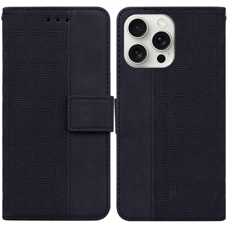 For iPhone 16 Pro Geometric Embossed Leather Phone Case(Black) by buy2fix