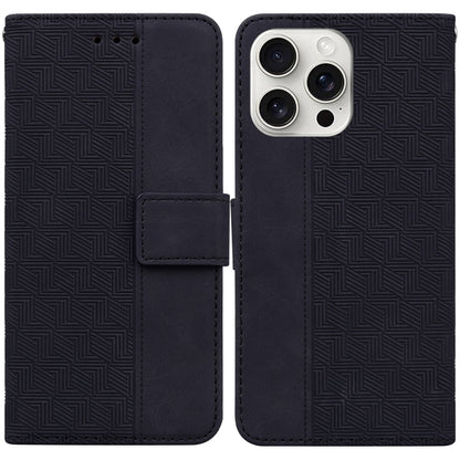 For iPhone 16 Pro Geometric Embossed Leather Phone Case(Black) by buy2fix