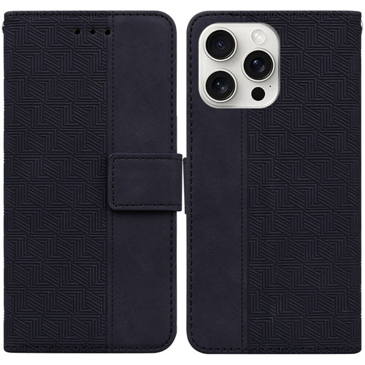 For iPhone 16 Pro Geometric Embossed Leather Phone Case(Black) by buy2fix