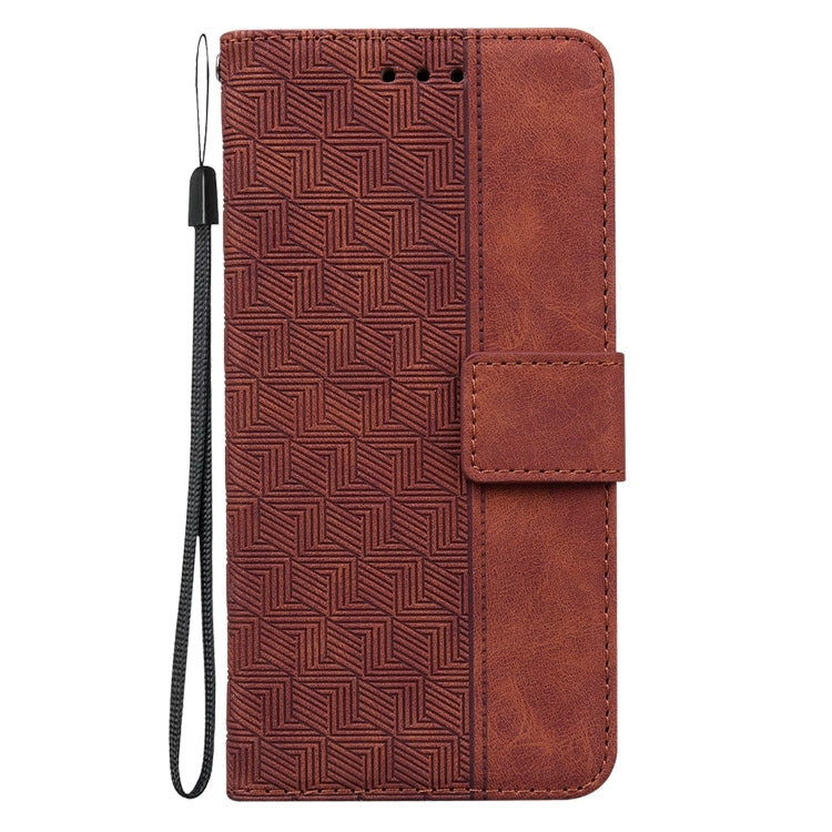 For iPhone 16 Pro Max Geometric Embossed Leather Phone Case(Brown) by buy2fix