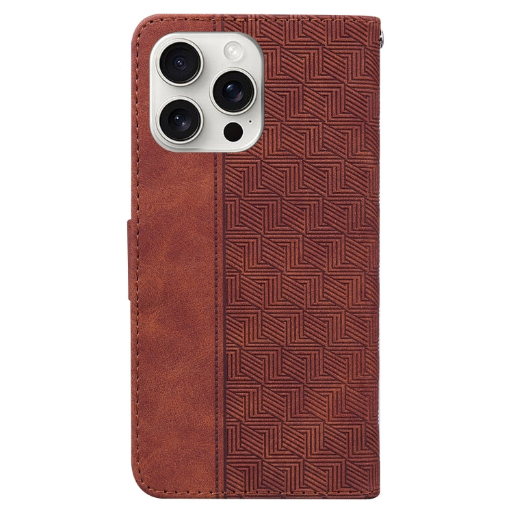 For iPhone 16 Pro Max Geometric Embossed Leather Phone Case(Brown) by buy2fix