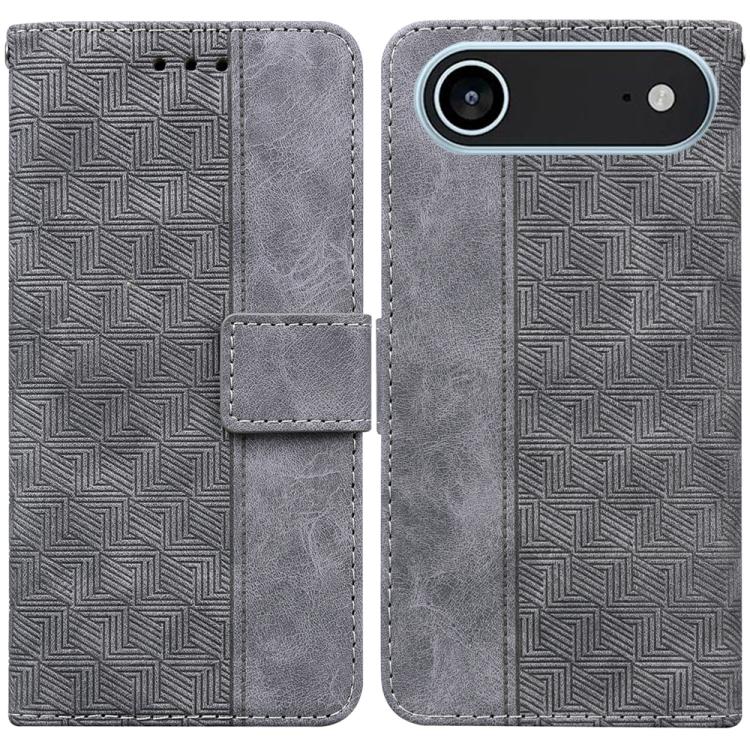 For iPhone Air Geometric Embossed Leather Phone Case(Grey) - iPhone Air Cases by buy2fix | Online Shopping UK | buy2fix