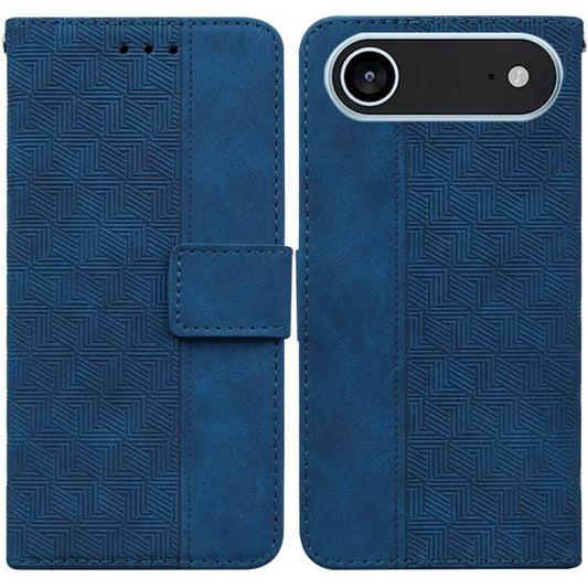 For iPhone Air Geometric Embossed Leather Phone Case(Blue) - iPhone Air Cases by buy2fix | Online Shopping UK | buy2fix