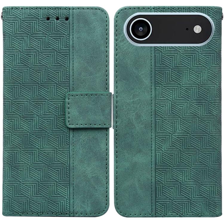 For iPhone Air Geometric Embossed Leather Phone Case(Green) - iPhone Air Cases by buy2fix | Online Shopping UK | buy2fix