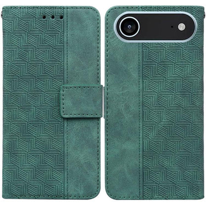 For iPhone Air Geometric Embossed Leather Phone Case(Green) - iPhone Air Cases by buy2fix | Online Shopping UK | buy2fix