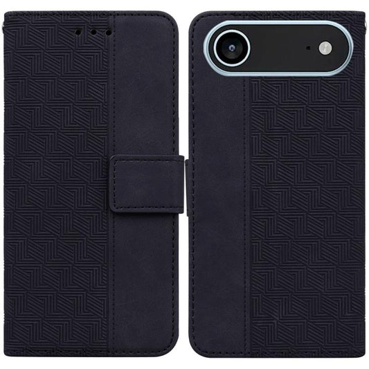 For iPhone Air Geometric Embossed Leather Phone Case(Black) - iPhone Air Cases by buy2fix | Online Shopping UK | buy2fix