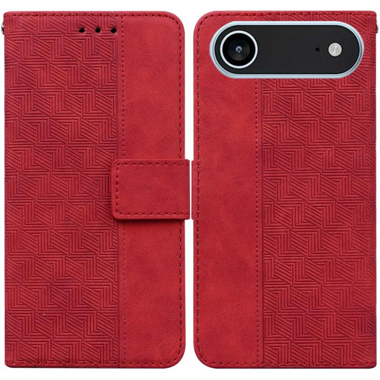 For iPhone Air Geometric Embossed Leather Phone Case(Red) - iPhone Air Cases by buy2fix | Online Shopping UK | buy2fix