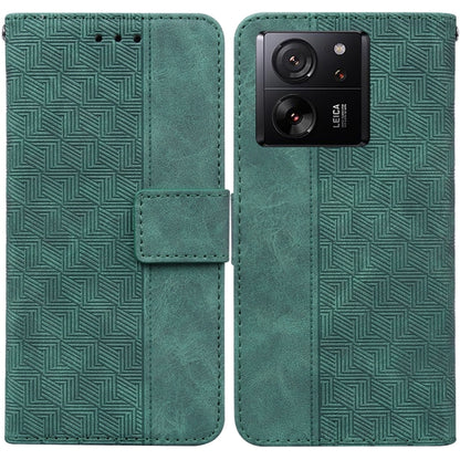 For Xiaomi 13T / 13T Pro / Redmi K60 Ultra Geometric Embossed Leather Phone Case(Green) - Xiaomi Cases by buy2fix | Online Shopping UK | buy2fix