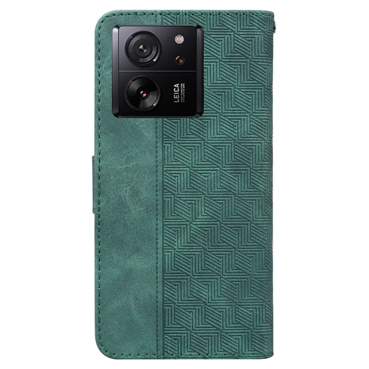 For Xiaomi 13T / 13T Pro / Redmi K60 Ultra Geometric Embossed Leather Phone Case(Green) - Xiaomi Cases by buy2fix | Online Shopping UK | buy2fix