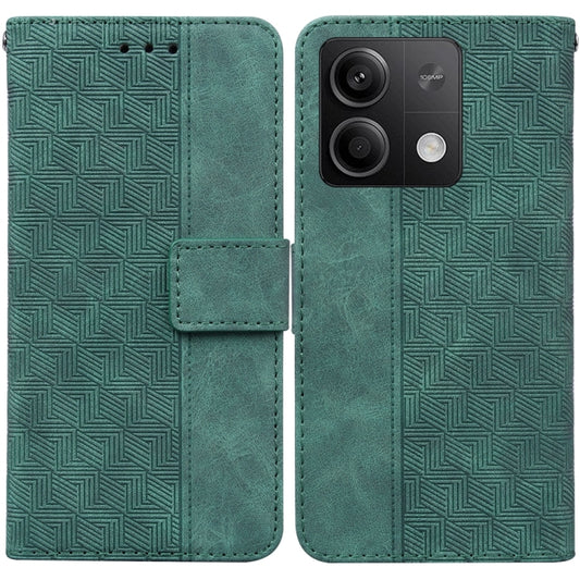For Xiaomi Redmi Note 13 5G Geometric Embossed Leather Phone Case(Green) - Xiaomi Cases by buy2fix | Online Shopping UK | buy2fix
