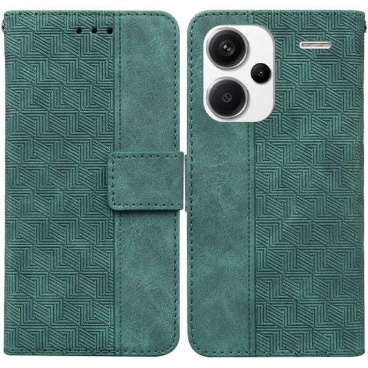 For Xiaomi Redmi Note 13 Pro+ 5G Geometric Embossed Leather Phone Case(Green) - Xiaomi Cases by buy2fix | Online Shopping UK | buy2fix