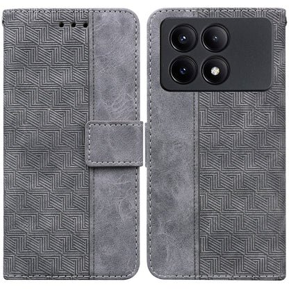 For Xiaomi Redmi K70E / Poco X6 Pro Geometric Embossed Leather Phone Case(Grey) - Xiaomi Cases by buy2fix | Online Shopping UK | buy2fix