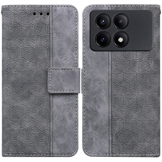 For Xiaomi Redmi K70E / Poco X6 Pro Geometric Embossed Leather Phone Case(Grey) - Xiaomi Cases by buy2fix | Online Shopping UK | buy2fix