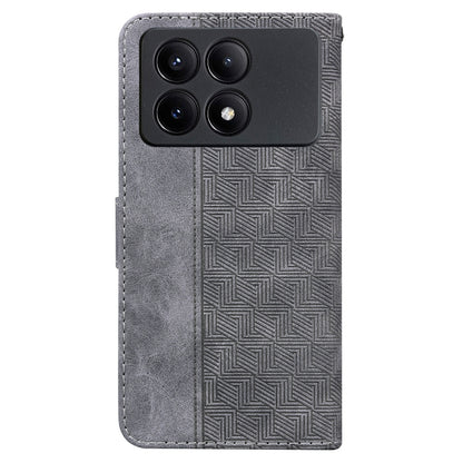 For Xiaomi Redmi K70E / Poco X6 Pro Geometric Embossed Leather Phone Case(Grey) - Xiaomi Cases by buy2fix | Online Shopping UK | buy2fix