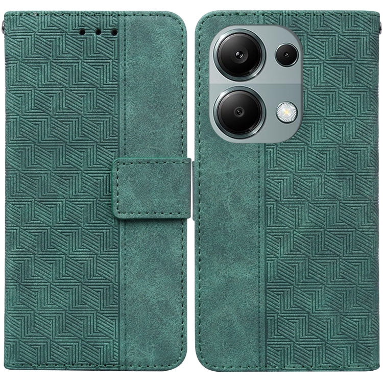 For Xiaomi Redmi Note 13 Pro 4G Geometric Embossed Leather Phone Case(Green) - Xiaomi Cases by buy2fix | Online Shopping UK | buy2fix