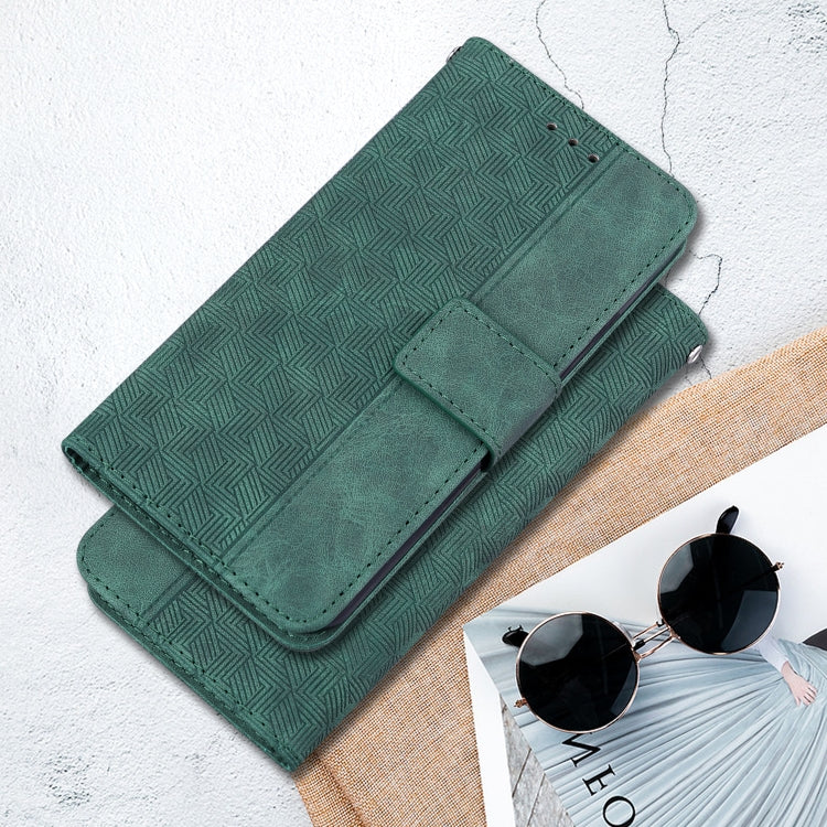 For Xiaomi Redmi Note 13 Pro 4G Geometric Embossed Leather Phone Case(Green) - Xiaomi Cases by buy2fix | Online Shopping UK | buy2fix