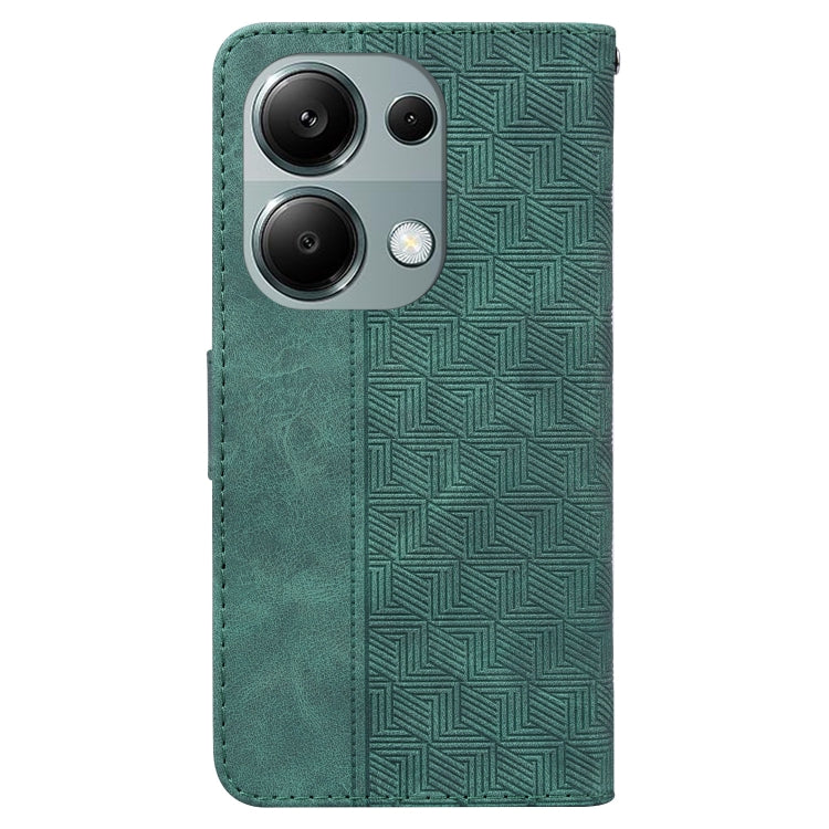 For Xiaomi Redmi Note 13 Pro 4G Geometric Embossed Leather Phone Case(Green) - Xiaomi Cases by buy2fix | Online Shopping UK | buy2fix