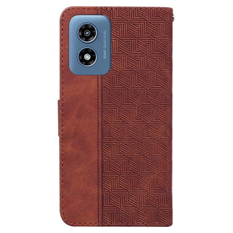 For Motorola Moto G Play 4G 2024 Geometric Embossed Leather Phone Case(Brown) by buy2fix