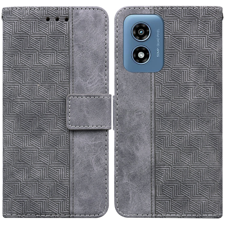 For Motorola Moto G Play 4G 2024 Geometric Embossed Leather Phone Case(Grey) by buy2fix
