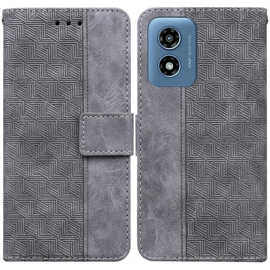 For Motorola Moto G Play 4G 2024 Geometric Embossed Leather Phone Case(Grey) by buy2fix
