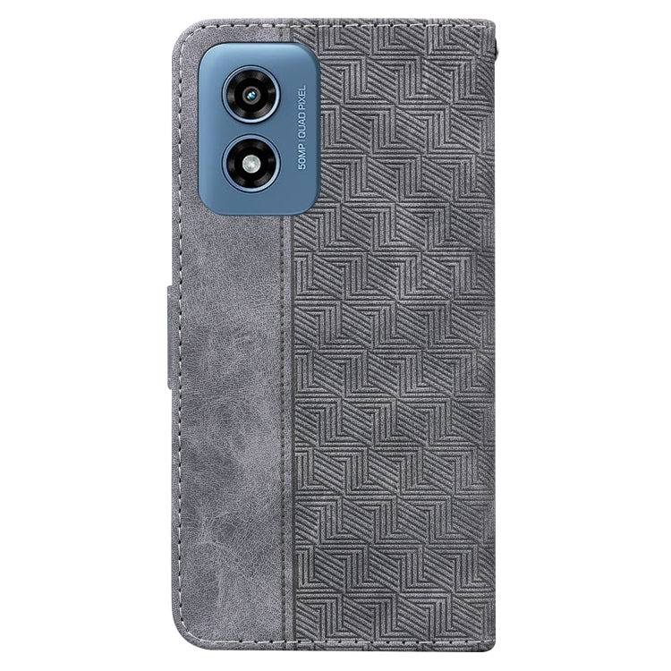 For Motorola Moto G Play 4G 2024 Geometric Embossed Leather Phone Case(Grey) by buy2fix