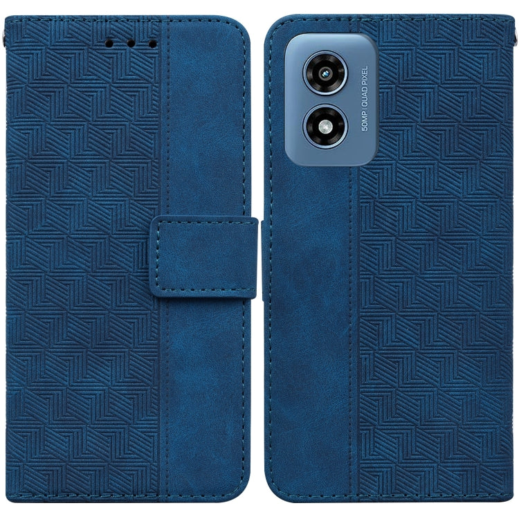 For Motorola Moto G Play 4G 2024 Geometric Embossed Leather Phone Case(Blue) by buy2fix