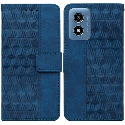 For Motorola Moto G Play 4G 2024 Geometric Embossed Leather Phone Case(Blue) by buy2fix