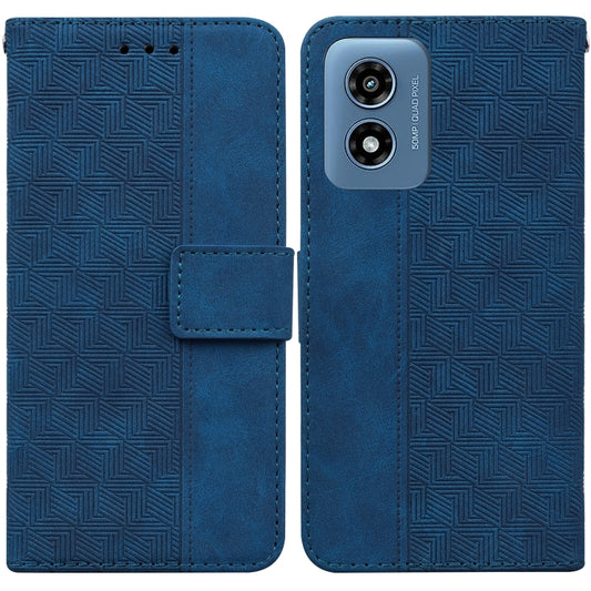For Motorola Moto G Play 4G 2024 Geometric Embossed Leather Phone Case(Blue) by buy2fix