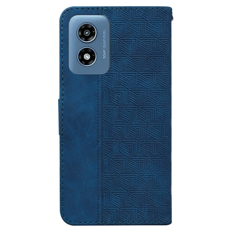 For Motorola Moto G Play 4G 2024 Geometric Embossed Leather Phone Case(Blue) by buy2fix