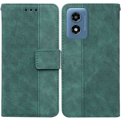 For Motorola Moto G Play 4G 2024 Geometric Embossed Leather Phone Case(Green) by buy2fix