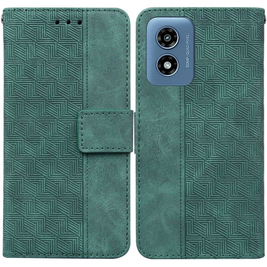 For Motorola Moto G Play 4G 2024 Geometric Embossed Leather Phone Case(Green) by buy2fix