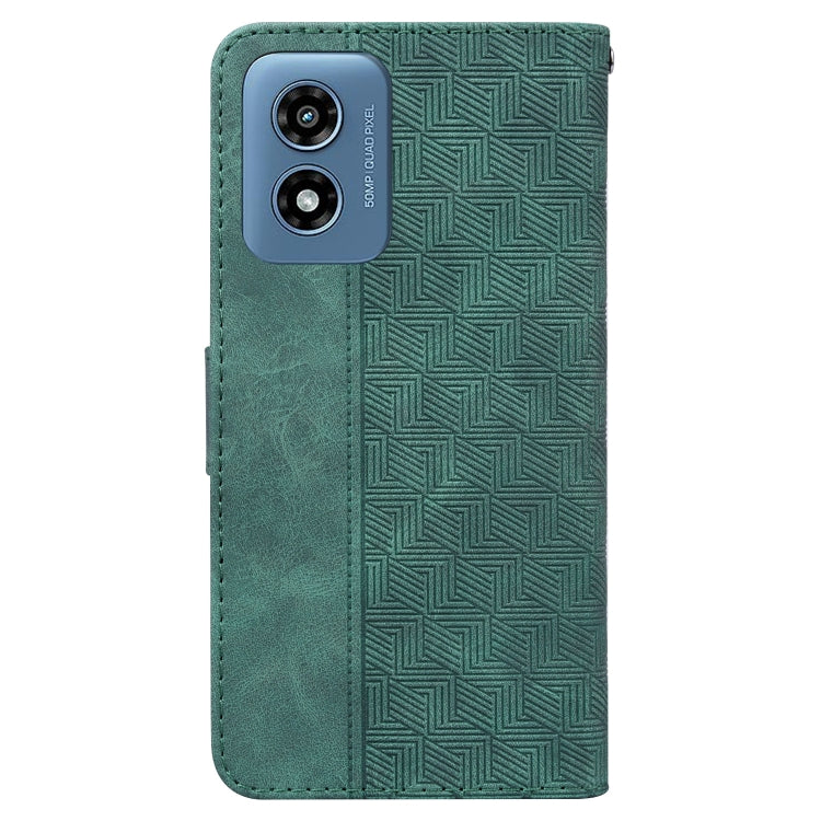 For Motorola Moto G Play 4G 2024 Geometric Embossed Leather Phone Case(Green) by buy2fix