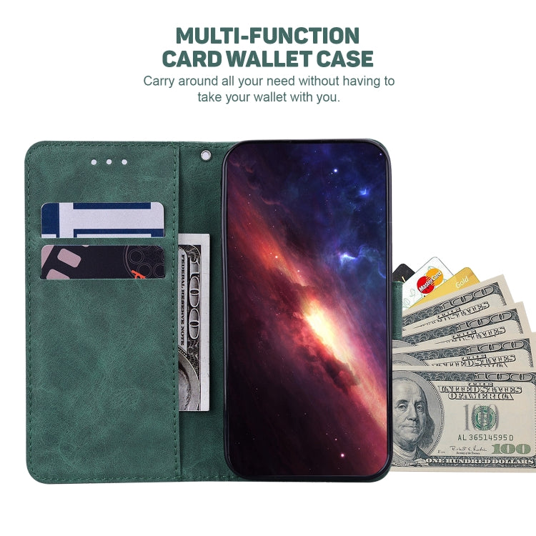 For Motorola Moto G Play 4G 2024 Geometric Embossed Leather Phone Case(Green) by buy2fix