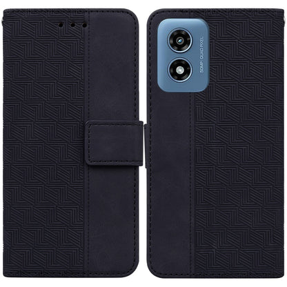 For Motorola Moto G Play 4G 2024 Geometric Embossed Leather Phone Case(Black) by buy2fix