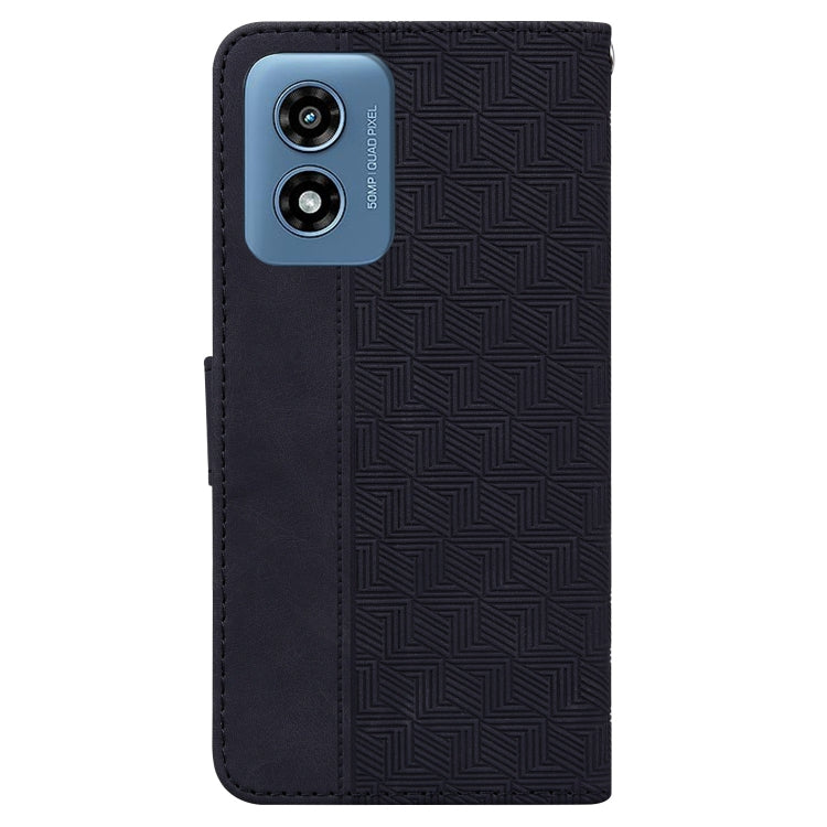 For Motorola Moto G Play 4G 2024 Geometric Embossed Leather Phone Case(Black) by buy2fix