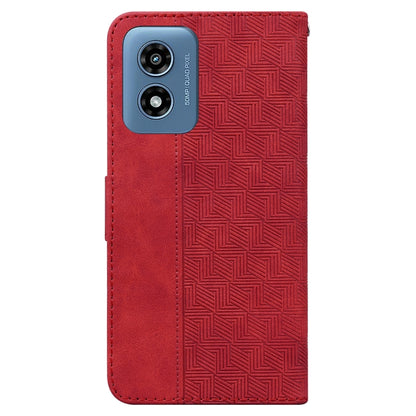 For Motorola Moto G Play 4G 2024 Geometric Embossed Leather Phone Case(Red) by buy2fix