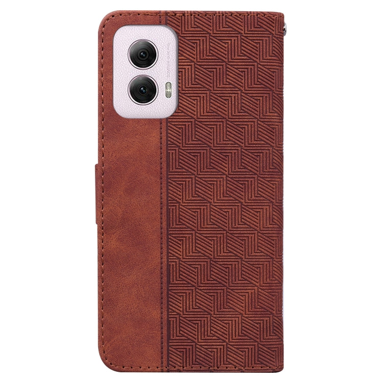 For Motorola Moto G Power 5G 2024 Geometric Embossed Leather Phone Case(Brown) by buy2fix