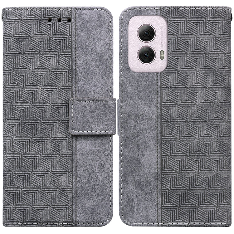For Motorola Moto G Power 5G 2024 Geometric Embossed Leather Phone Case(Grey) by buy2fix