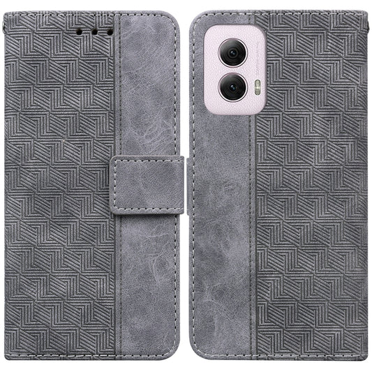 For Motorola Moto G Power 5G 2024 Geometric Embossed Leather Phone Case(Grey) by buy2fix