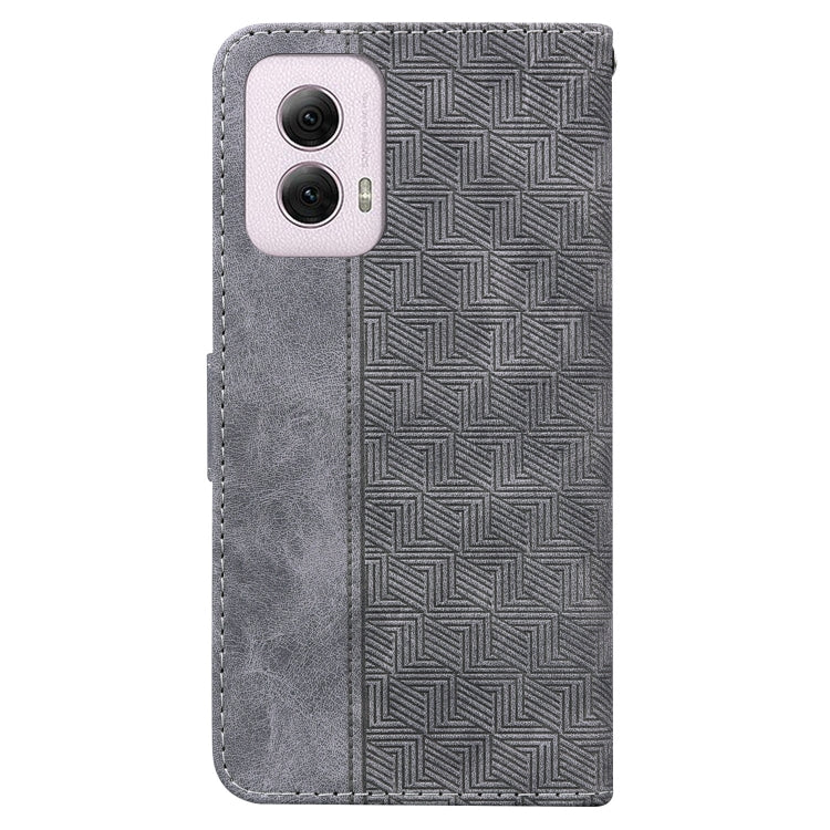 For Motorola Moto G Power 5G 2024 Geometric Embossed Leather Phone Case(Grey) by buy2fix