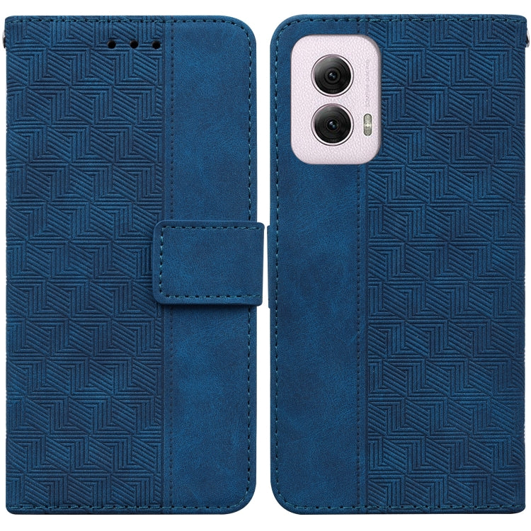 For Motorola Moto G Power 5G 2024 Geometric Embossed Leather Phone Case(Blue) by buy2fix