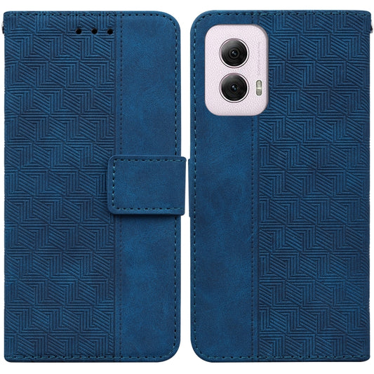 For Motorola Moto G Power 5G 2024 Geometric Embossed Leather Phone Case(Blue) by buy2fix