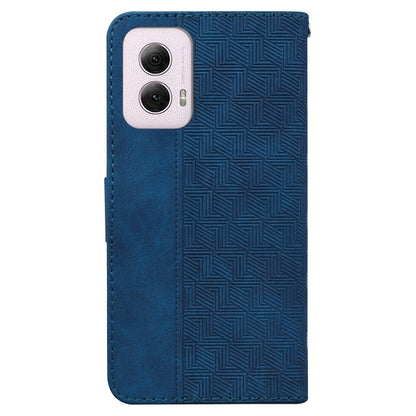 For Motorola Moto G Power 5G 2024 Geometric Embossed Leather Phone Case(Blue) by buy2fix